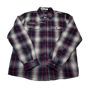 Tailor Vintage Button Front Brushed Heavy Twill Overshirt Plaid Men's Medium